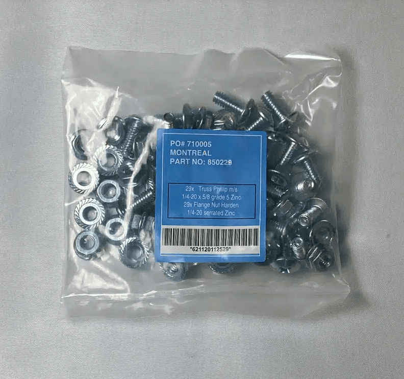 Cellophane Plastic packaging bolts 
