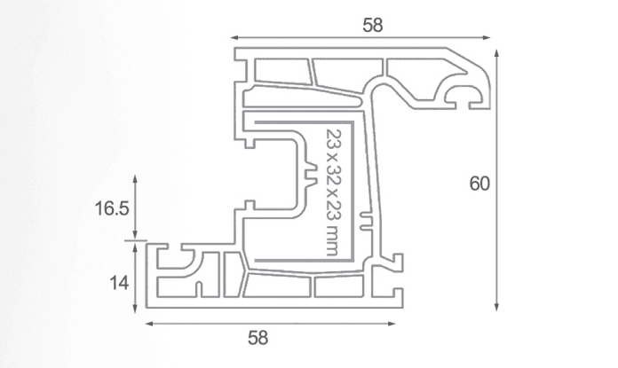 window sash profile 60mm