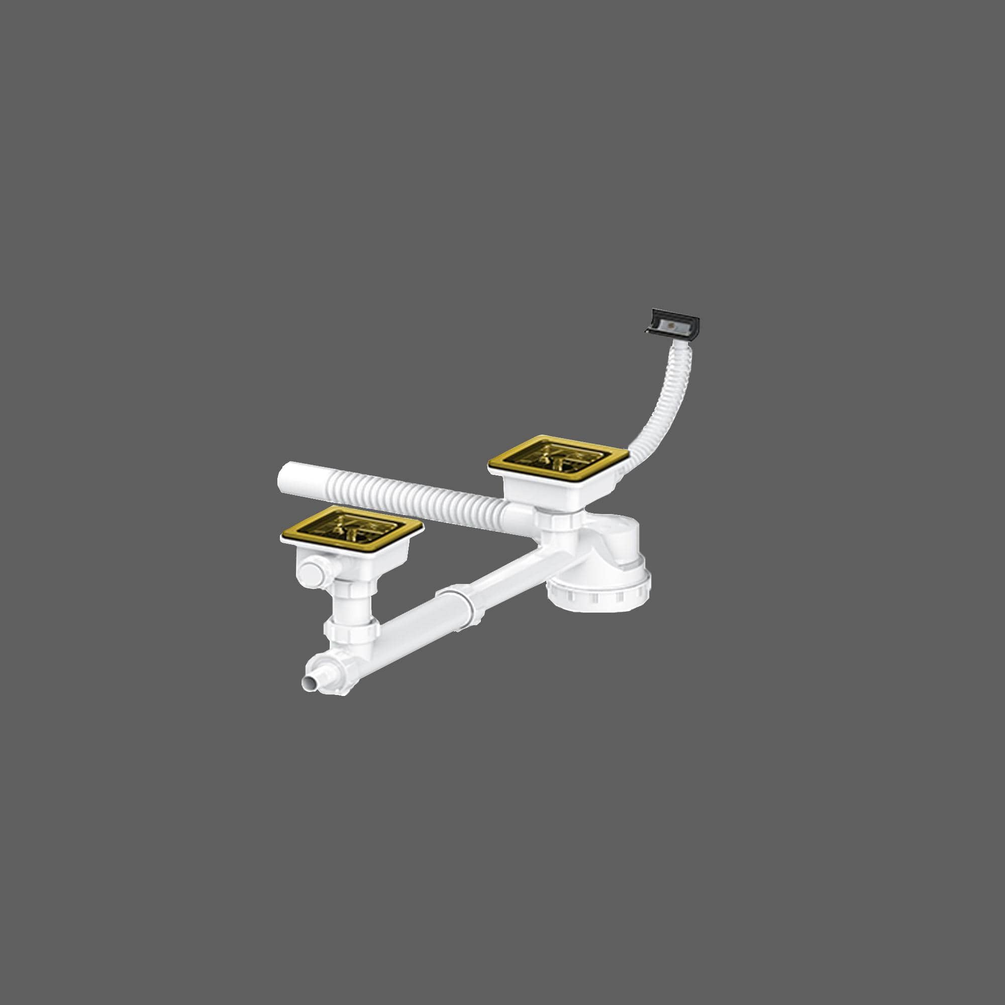 Extra-Flat Square Fancy Double-Bowl Siphon with Overflow