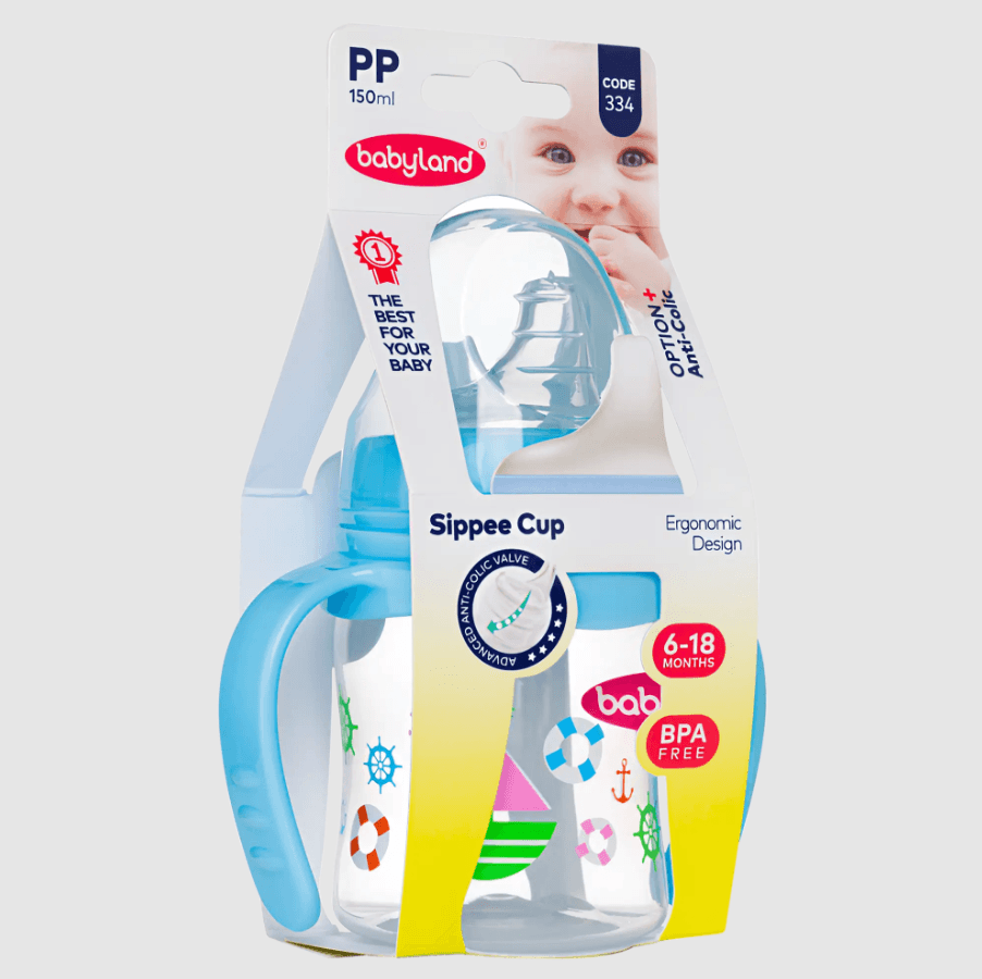 Polypropylene, Silicone - Babyland sippee cup wide neck - 150ML