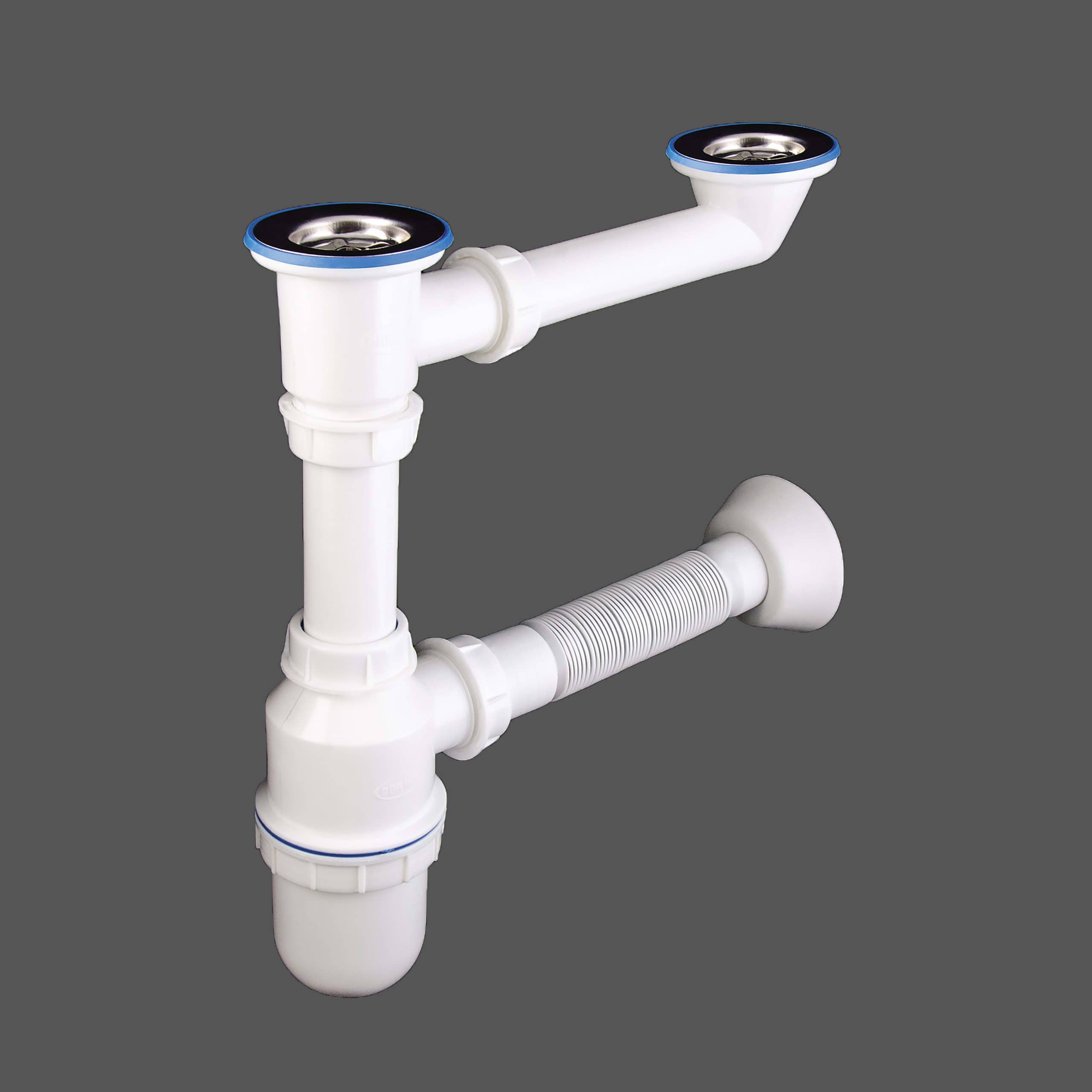 Bottle trap for double bowl sinks