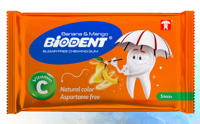 Vitamin C Chewing Gum with Banana and Mango Flavor