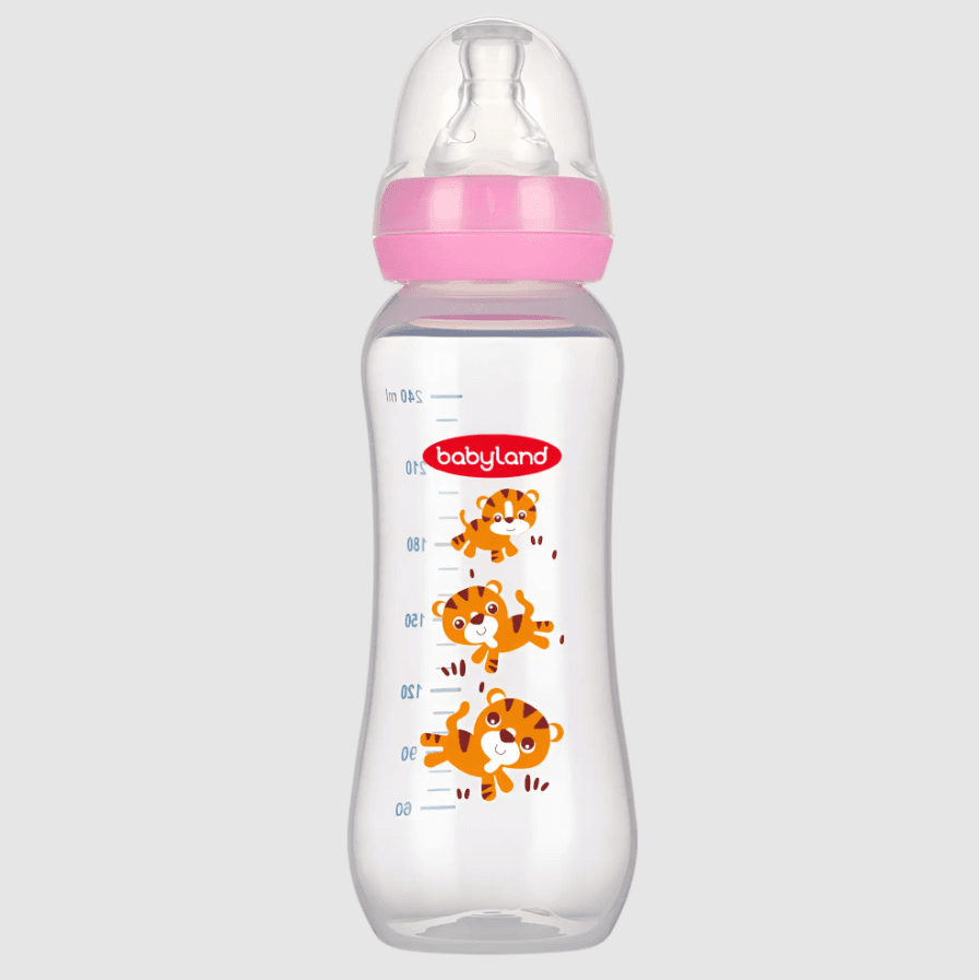 Polypropylene, Silicone - Babyland round baby bottle - 240ML, 150ML, 80ML