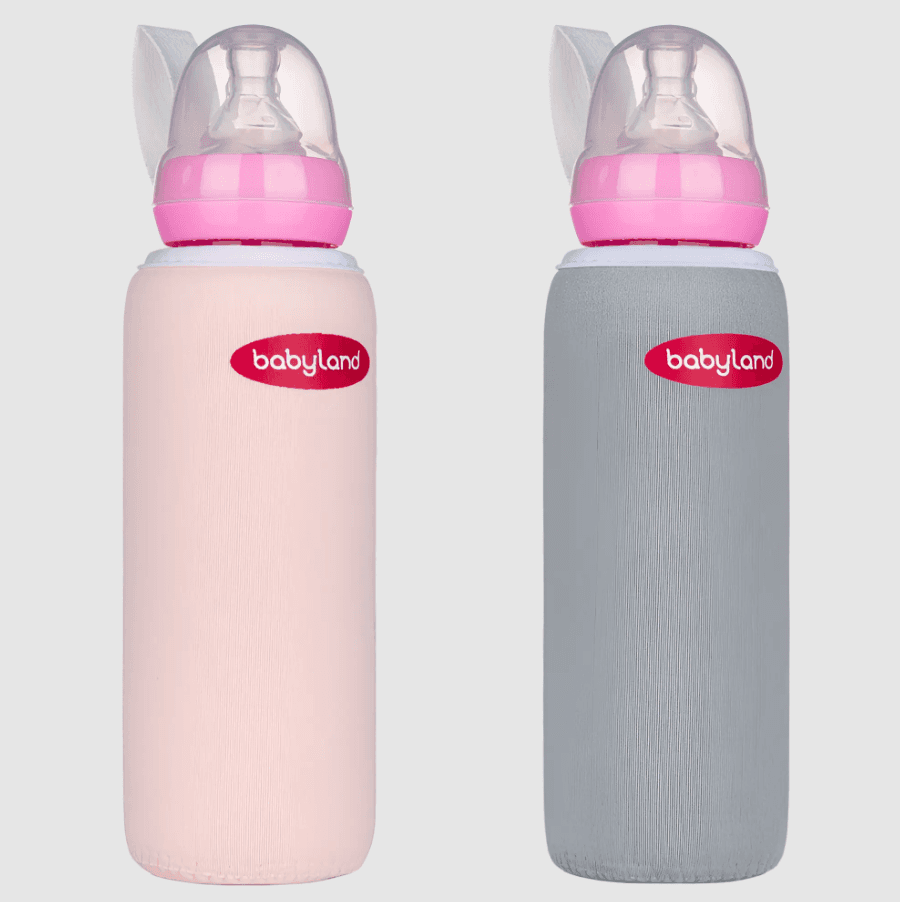 Polypropylene- Babyland round Pyrex baby bottle with cover - 120ML, 240ML