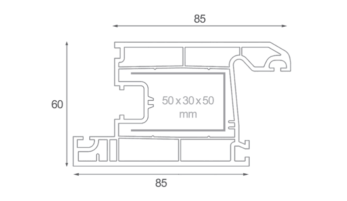 inside opening door sash profile 60mm