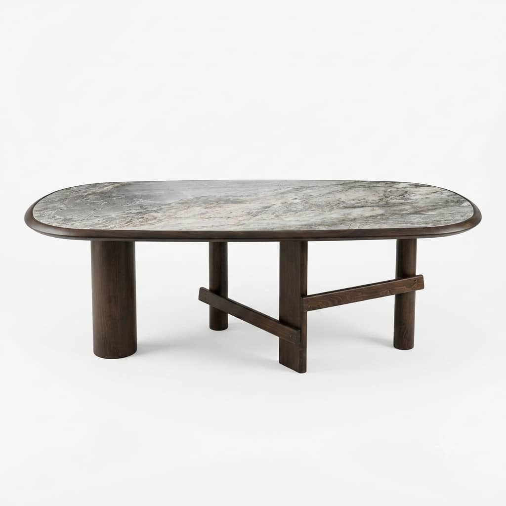 Zed Design Comfort Beech Ceramic Slab Dining Table