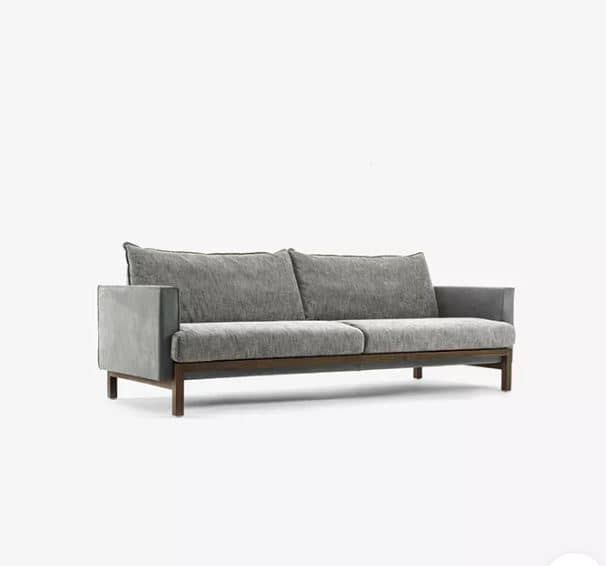 Zed Design Arusha Modern 3-Seater Upholstered Sofa with Solid Natural Walnut Wood Frame, 220 cm