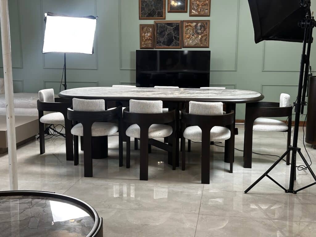 Zed Design Comfort Beech Ceramic Slab Dining Table