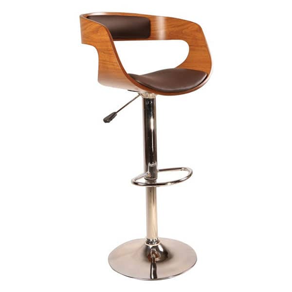 2207 Modern Adjustable Upholstered Counter Stool with Wooden Armrests