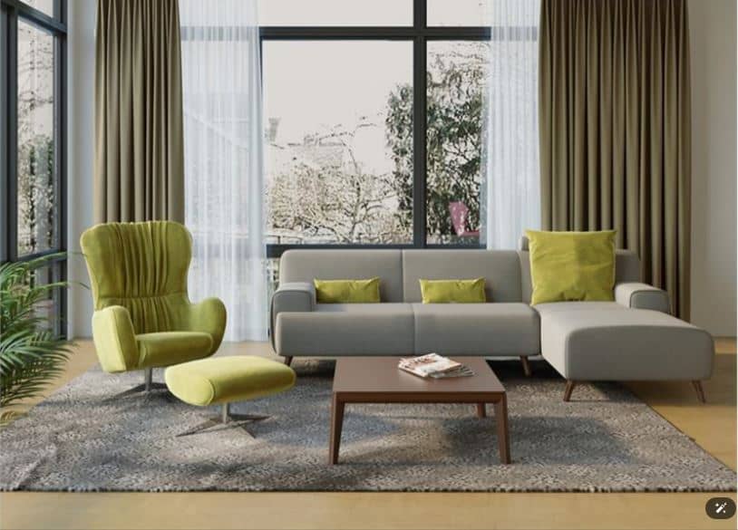 DELVAR Modern Swivel Lounge Sofa , Metal Frame & Molded Polyurethane Foam