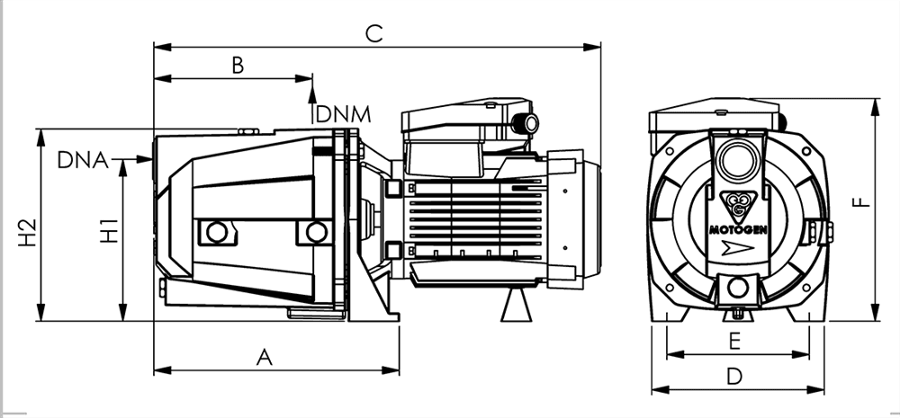Single-phase induction domestic water electropump with steel impeller -