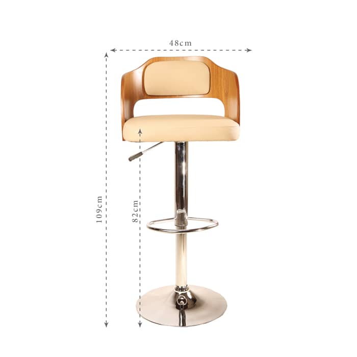 Modern Adjustable Synthetic Leather Counter Stool with Chrome-Plated Metal Base