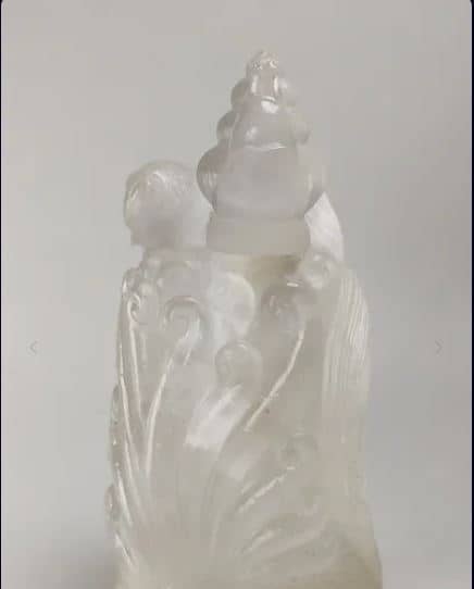 Handcrafted Natural Quartz Fish Design Perfume Bottle with Snail Lid Decorative Gemstone Collectible