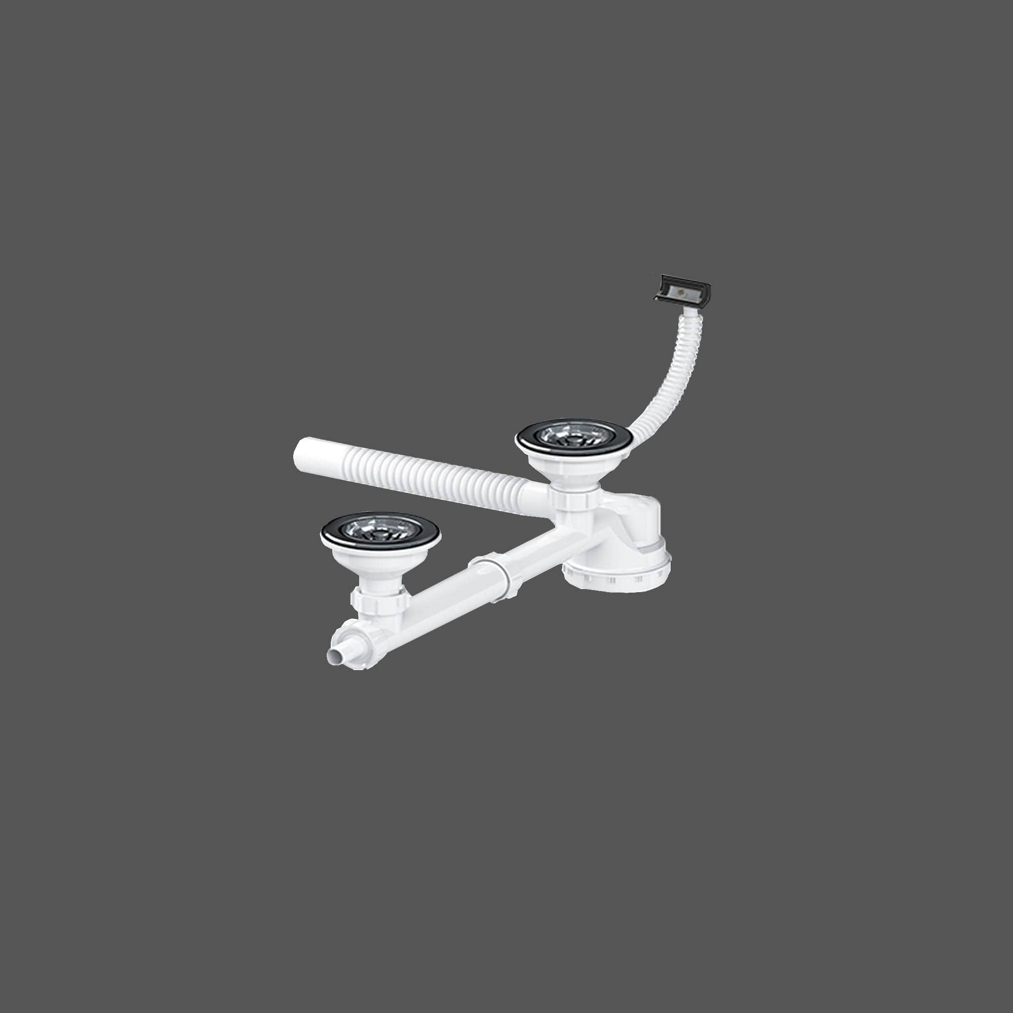 Extra-Flat Fancy Double-Bowl Siphon with Overflow