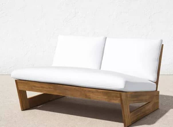 Zed Design Modern Walnut Wood 150cm Upholstered Sofa with Custom Fabric