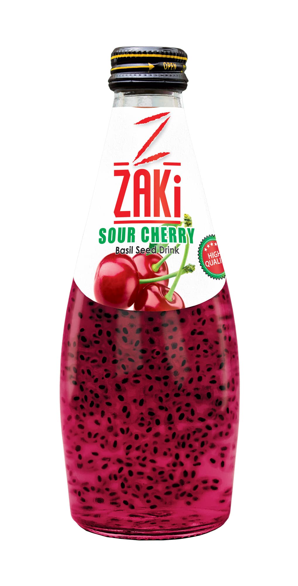 Sour Cherry-Flavored Basil Seed Drink – 300ML Glass Bottle