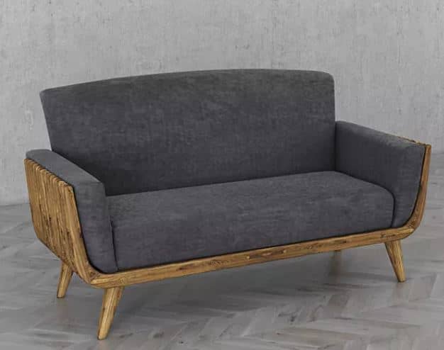 Zed Design Modern Walnut Wood Comfort Sofa with Solid Natural Wood Frame & Custom Upholstery