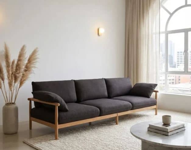 Zed Design Modern 3-Seater Sofa with Solid Natural Beech Wood Frame & Custom Upholstery