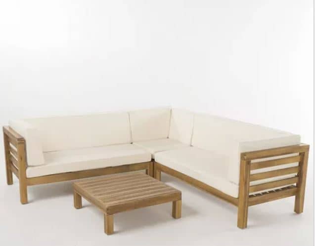 Zed Design Modern Walnut Wood Customizable Sectional Sofa with Fabric Upholstery