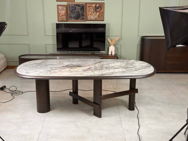 Zed Design Comfort Beech Ceramic Slab Dining Table