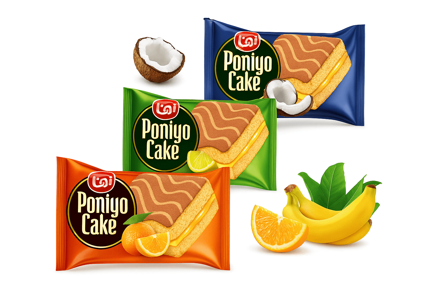 Poniyo Layered Fruit Cake Mixed Flavors (Orange / Banana / Coconut)