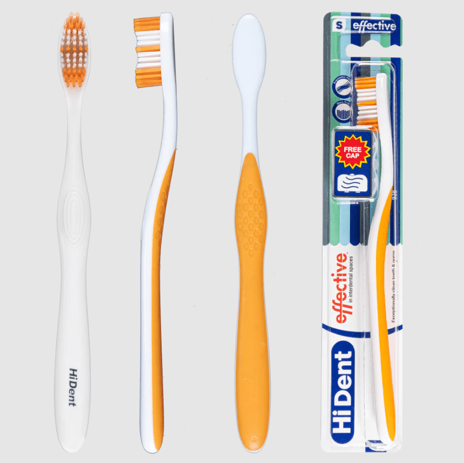 HiDent effective soft-medium-hard toothbrush with cap
