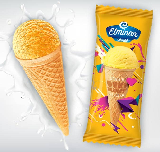 Eminan Scoop Cone Ice Cream  Vanilla, Cocoa & Saffron Flavors