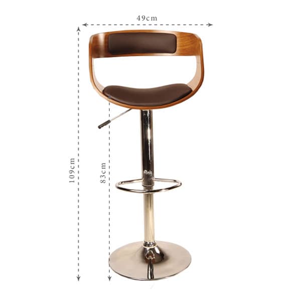 2207 Modern Adjustable Upholstered Counter Stool with Wooden Armrests