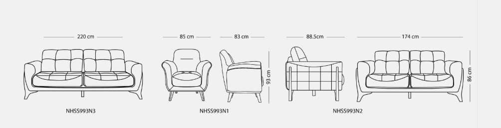 NIVAN Post-Modern Sofa , Fir & Plywood Frame with High-Density Sponge