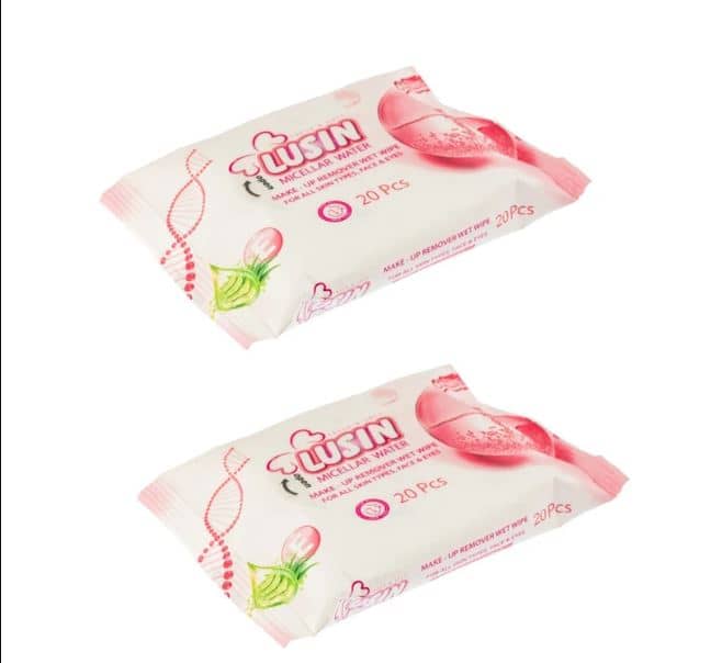 Lusin Premium Micellar Water Makeup Remover Facial Wipes with Aloe Vera & Vitamin E Extract  Gentle Hydrating Cleansing Wipes for All Skin Types (20 Sheets)S