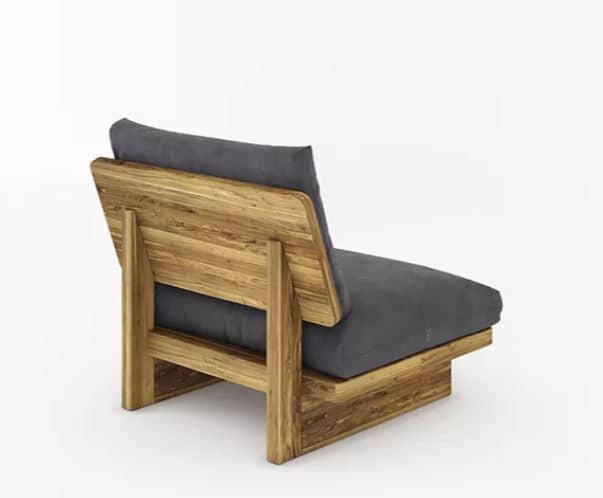 Zed Design Modern Minimalist Walnut Wood Upholstered Lounge Chair