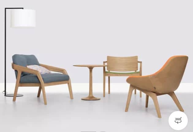Zed Design Modern Solid Walnut Wood Single-Seater Lounge Chair with Custom Upholstery