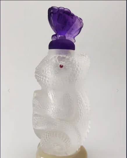 Handcrafted Natural Quartz Chameleon Design Perfume Bottle Pendant with Amethyst Butterfly Lid Gemstone Art