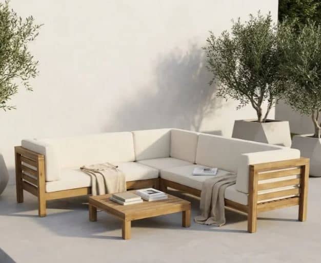 Zed Design Modern Walnut Wood Customizable Sectional Sofa with Fabric Upholstery