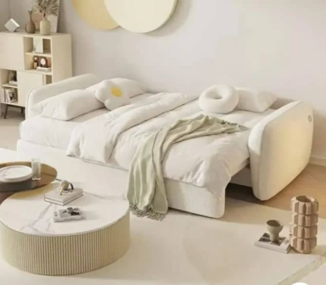 Zed Design Sofia Minimalist Sofa Bed with Solid Natural Pine Wood Frame, High-Density Foam & Turkish Teddy Fabric