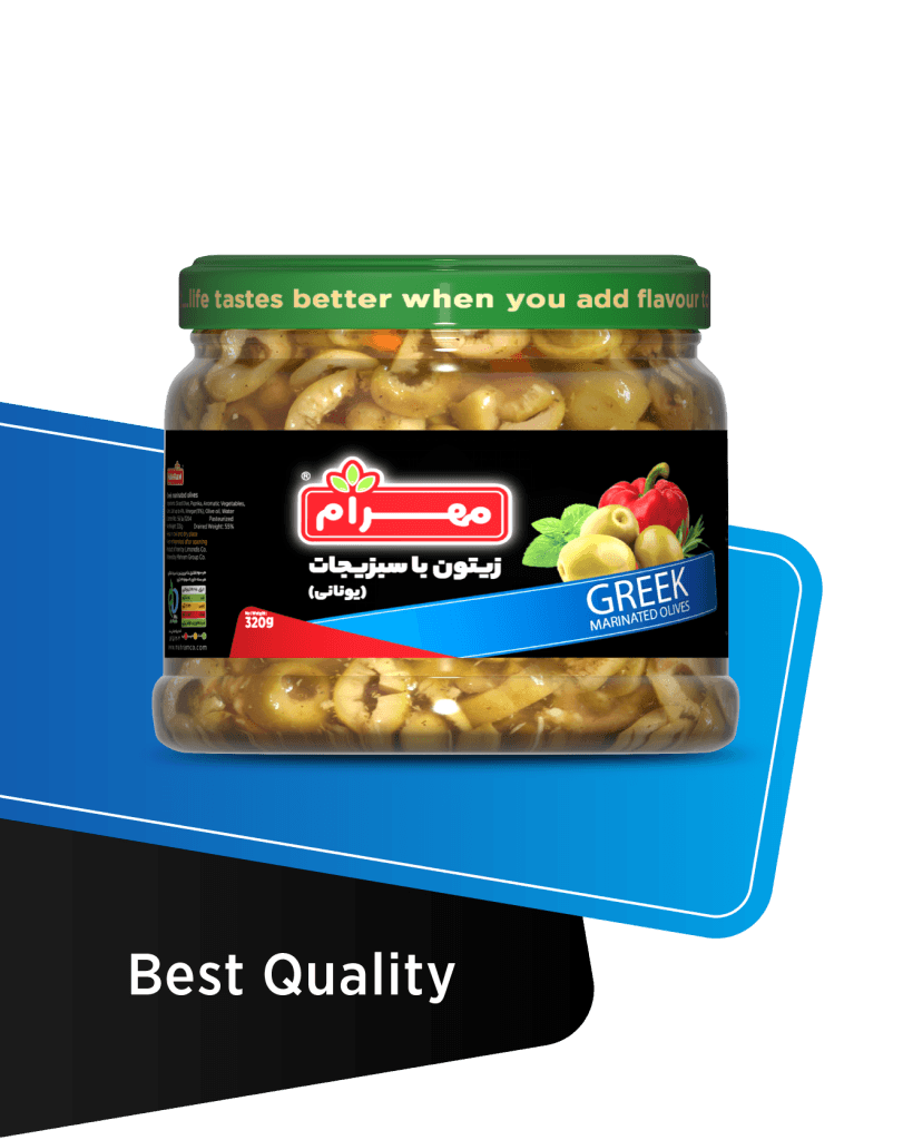Sliced olive with vegetables