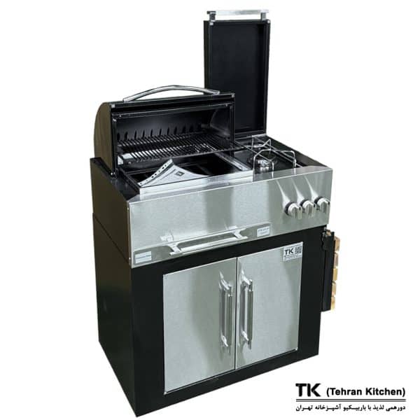 Tehran Kitchen 75 cm Gas & Charcoal BBQ Grill with Cabinet and Side Burner