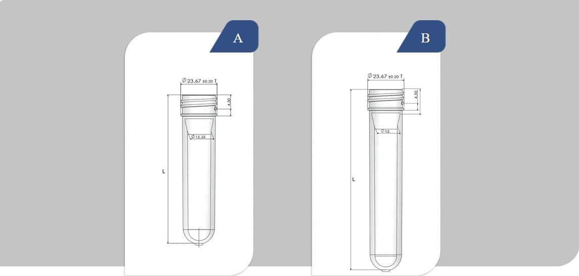 24mm SP415 Neck PET Preforms for Cosmetic, Personal Care & Hygiene Bottles - 20g, 26g & 30g