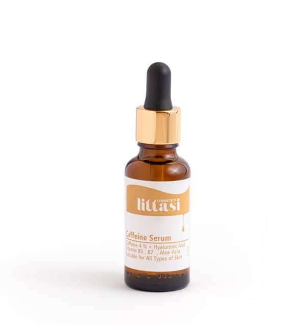 Littasi Professional Caffeine 4% Under Eye Serum with Hyaluronic Acid, Vitamins B5 & B7, and Aloe Vera Extract  Dark Circle, Puffiness & Fine Line Hydrating Eye Treatment for All Skin Types, 30 ml