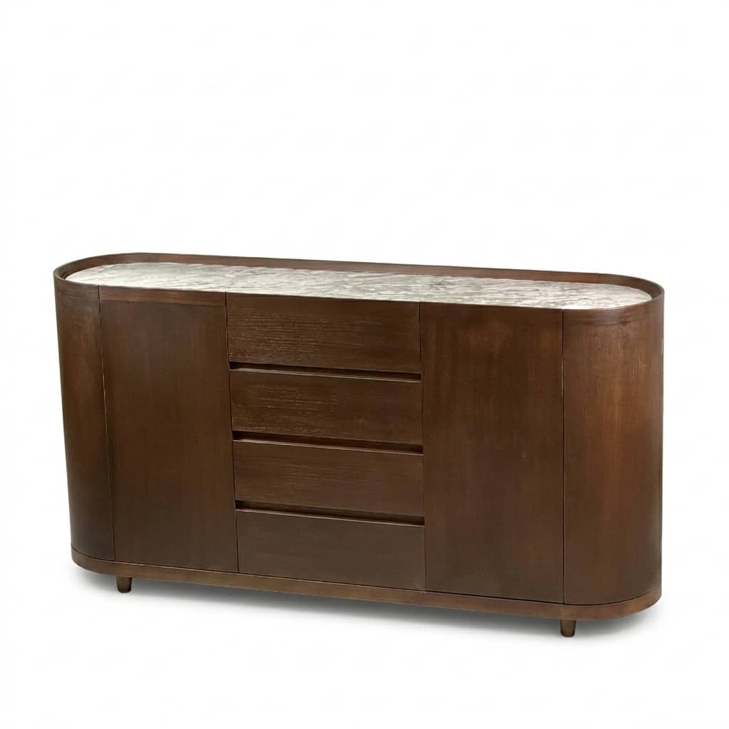 Zed Design Comfort Ceramic Console with Natural Oak Veneer Cabinet & Ceramic Slab Top