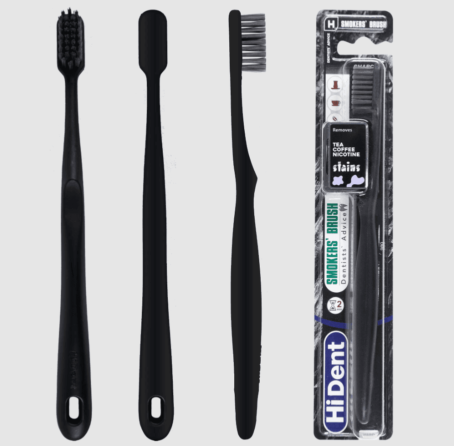 HiDent Smoker's brush medium toothbrush with cap