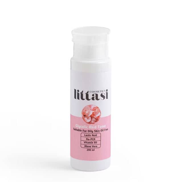Littasi Professional Glycolic Acid Exfoliating & Brightening Facial Toner for Oily and Combination Skin with Lactic Acid, Aloe Vera, Vitamin B5 & Na-PCA Hydrating Complex  200 ml