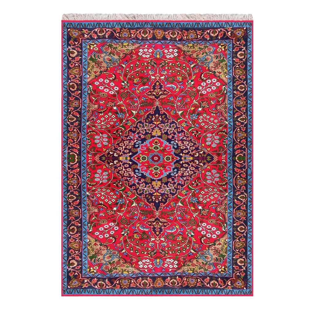 Malayer Handwoven Persian Rug-Lachak Pich Design, Deep Red Ground
