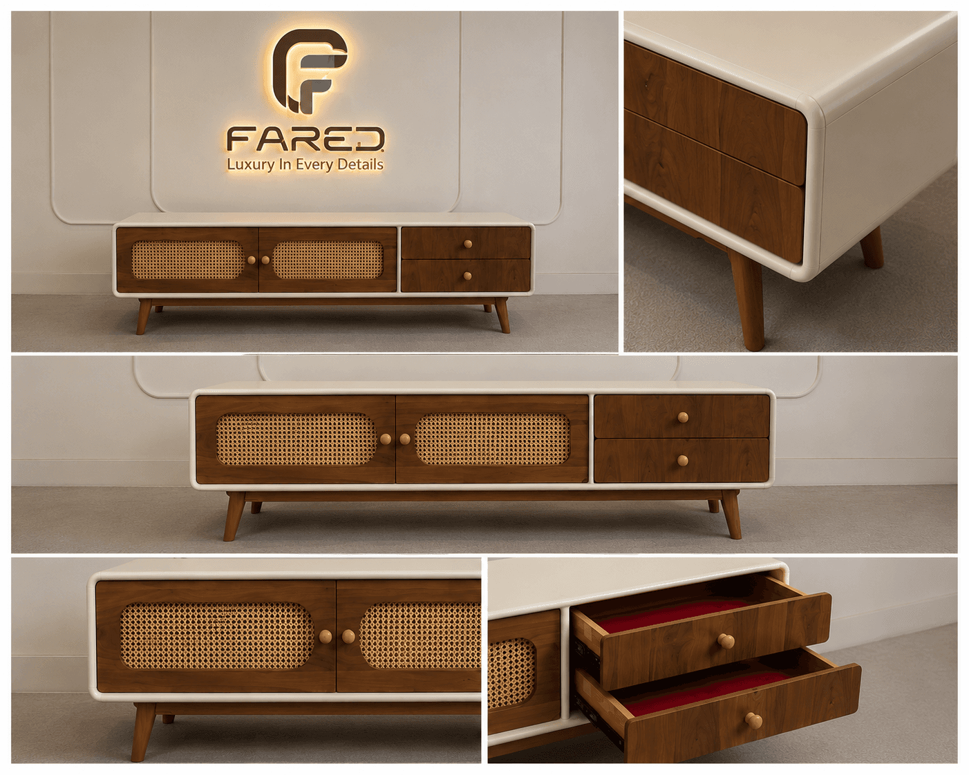 Fared Gallery Luxury American Walnut Veneer Wooden TV Table