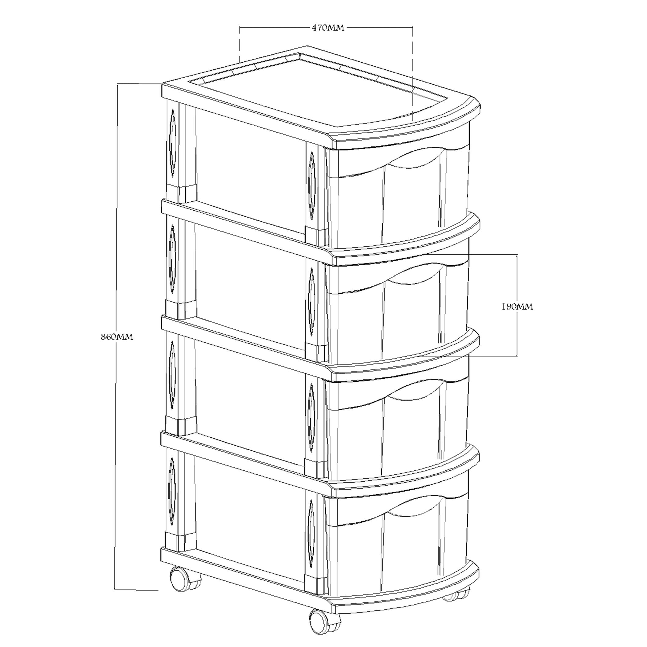 Drawer-4 Storage wheeled cart
