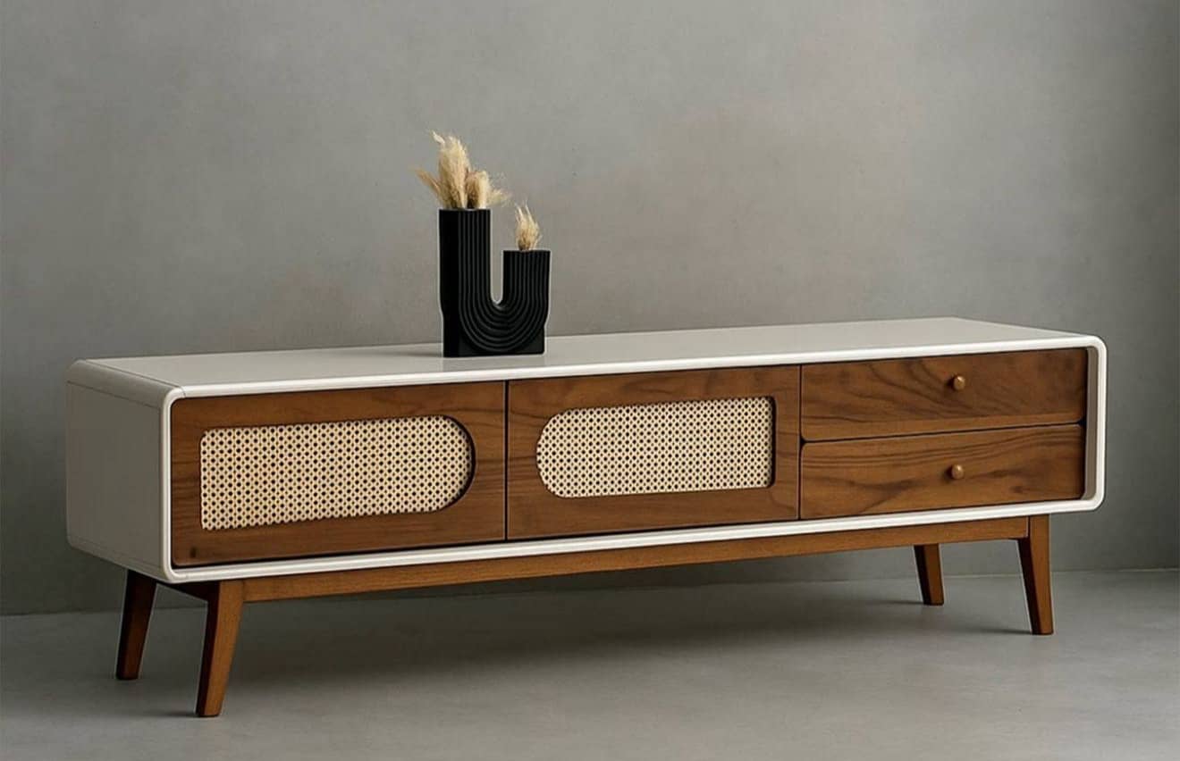 Fared Gallery Luxury American Walnut Veneer Wooden TV Table