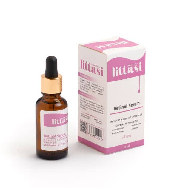 Littasi Professional Retinol 1% Anti-Wrinkle & Skin Renewal Facial Serum with Vitamin A and Vitamin B5  Firming, Collagen-Boosting & Anti-Aging Treatment for All Skin Types, 30 ml