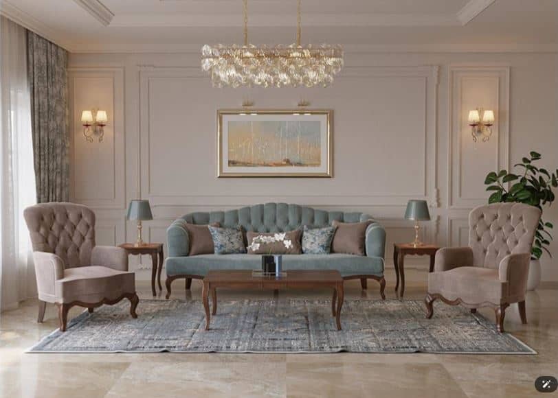 DAYAN Neo-Classical Camel-Back Sofa , Plywood Frame & Molded Polyurethane Foam