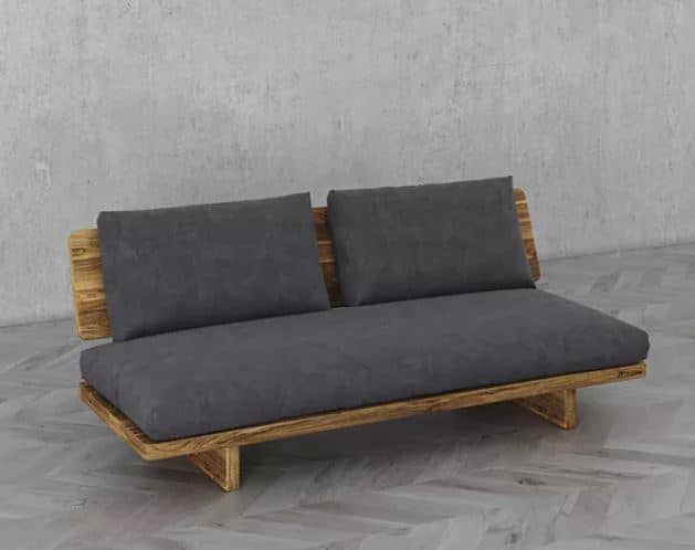 Zed Design Modern Minimalist Walnut Wood Upholstered Sofa Bench