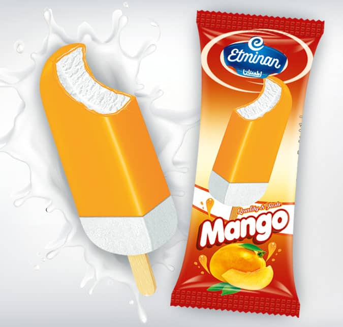 Eminan Fruit Stick Ice Cream  Mango, Orange, Strawberry & Banana Flavors